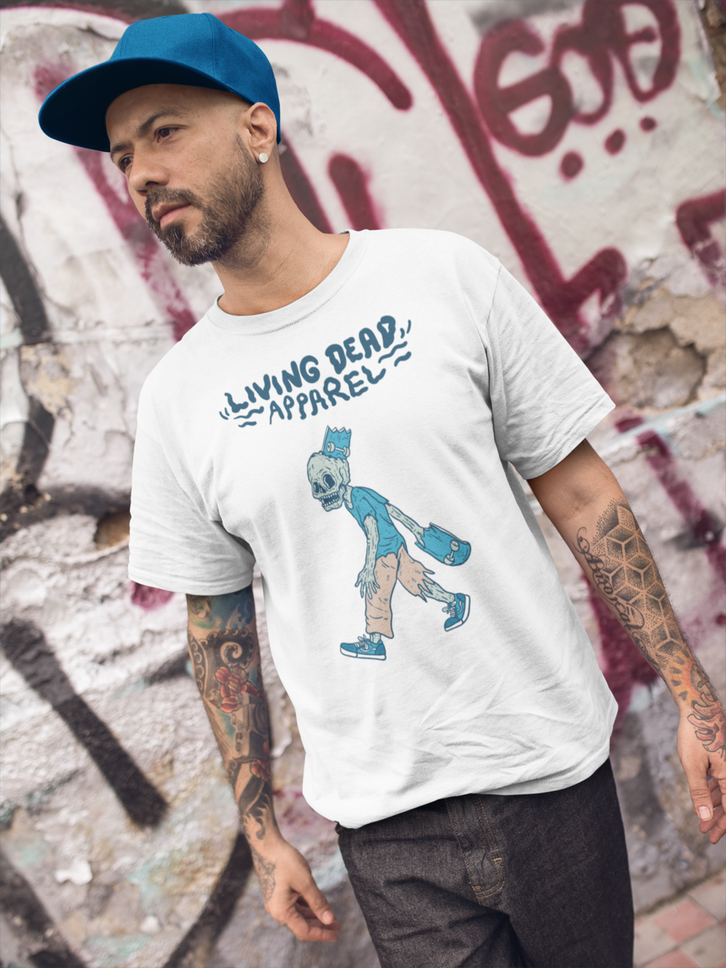 Zombie Skateboard Head Color T-Shirt